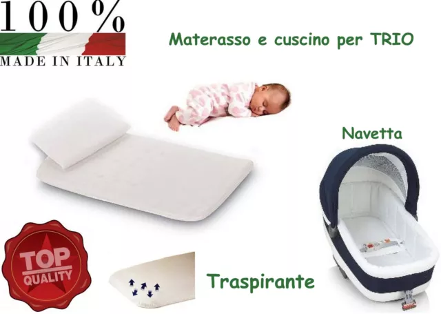 Materasso + Cuscino Bambino Bimbo Per Carrozzina Porta Enfant Culla Antisoffoco