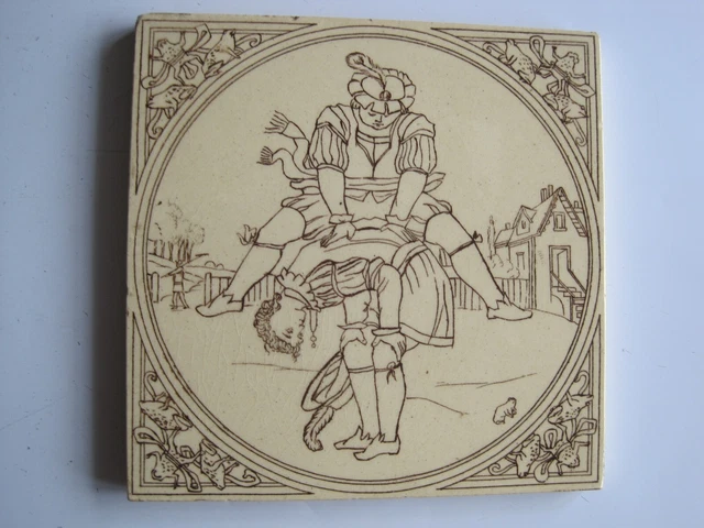 Antique Victorian 6" Malkin Edge Games Series Tile - Leapfrog #223 C1880