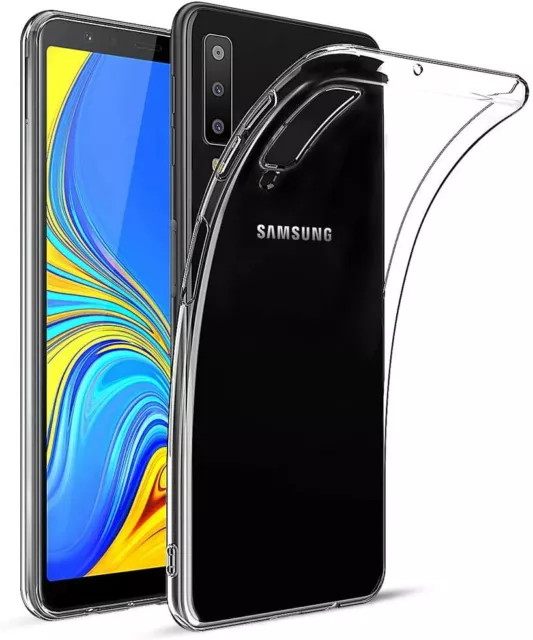 For Samsung Galaxy A6 A7 A9 2018 J6 Plus Clear TPU Gel Case Silicone Back Cover