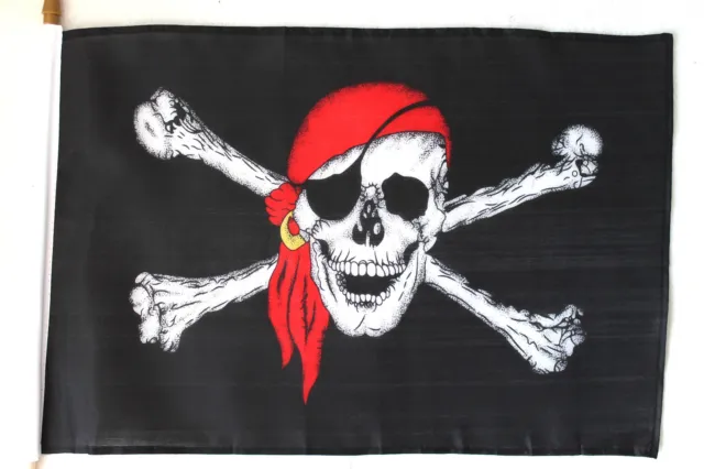 Flagge 45x31cm am 60cm Holz Stab Pirat Stockflagge