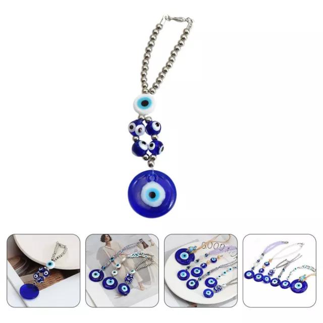 Zinc Alloy Key Pendant Miss Turkish Nazar Bead Hanging Hamsa Holder