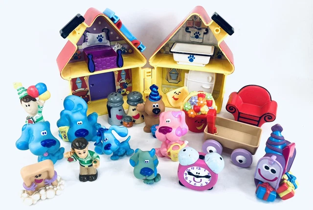 Vtg '98 Blues Clues Playhouse House Lot Playset House Steve Magenta Tickety Tock