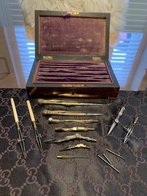 Antique Cased Draughtsman's Technical Drawing Set