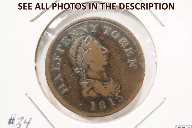 NobleSpirit No Reserve ) 1815 Nova Scotia Half Penny Token VF