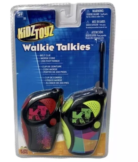 KIDS TOYZ Walkie Talkie 200' Range With Belt Clip & Morse Code Colorful (2-Pack)