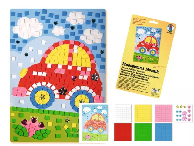 Mosaikbild Auto für Kinder Mosaik Set Kleben nach Zahlen Moosgummi Lernset