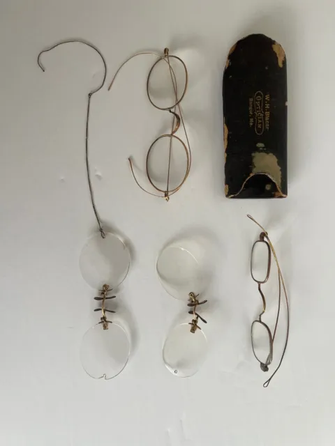 19th and 20th Century eyeglasses and case