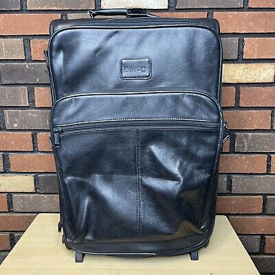 Andiamo Black Full Leather Luggage 22” Upright Wheeled Suitcase