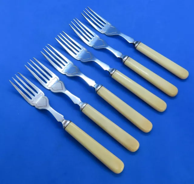 Silver plate electroplate vintage Art Deco antique set of six forks cutlery  A