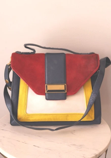 MIMCO LEATHER CROSSBODY Bag Satchel White, Blue, Red