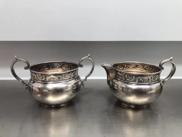 Gorham Silverplate Creamer and Open Sugar Bowl Set Vintage YC2052C YC2052S 2