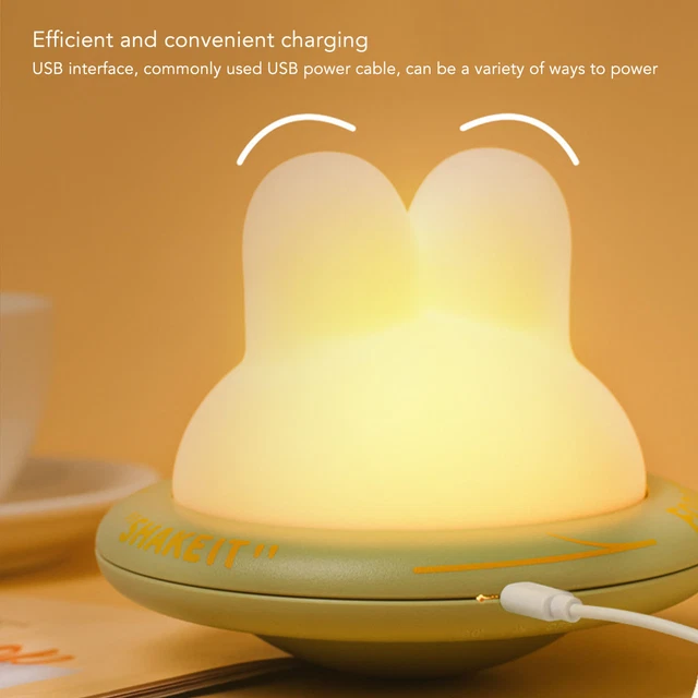 (Green)Baby Night Light 3 Levels Warm Light Bunny Night Light Relieve Stress