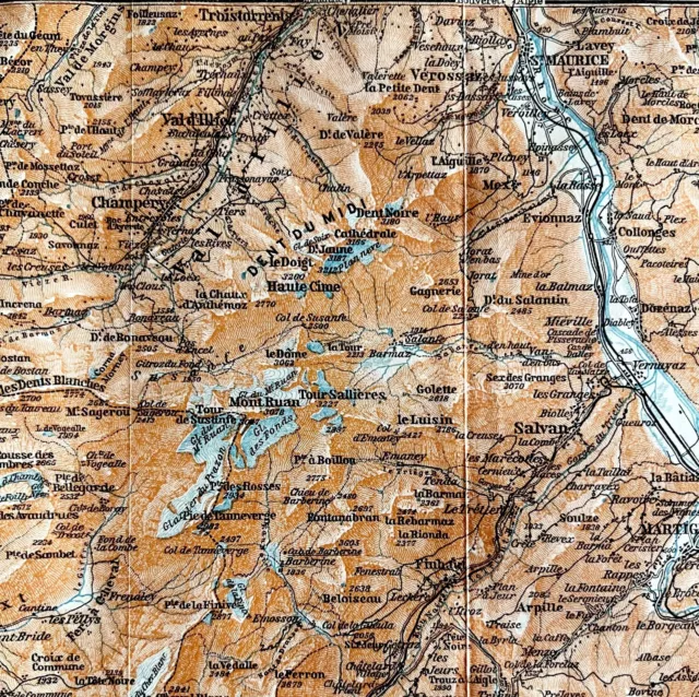 Map Matigny Ville Southern France Rare 1914 Lithograph WW1 Era WHBS