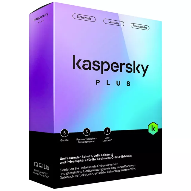 Kaspersky Plus Internet Security Jahreslizenz, 5 Lizenzen Windows, Mac, Andro...