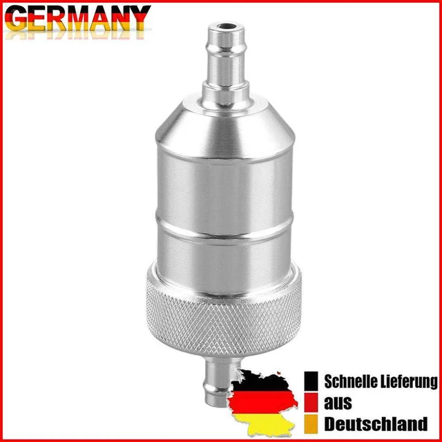Filtro Carburante 8mm Lega Alluminio Pulitore Benzina per Moto (Argento)