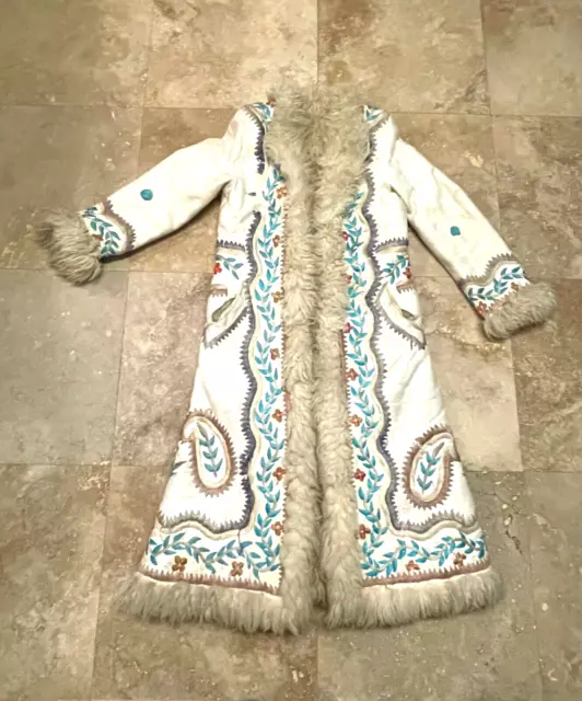 PENNY LANE COAT Vintage 70s Afghan Coat Floral Embroidered Sheepskin ...