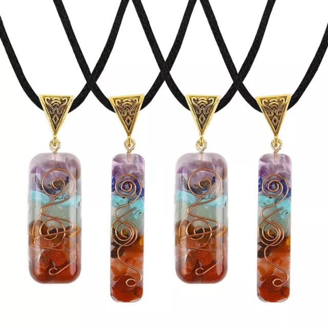 Pendant Necklace Natural Gemstone 7 Chakra Healing Crystal Charm Energy Healing 3