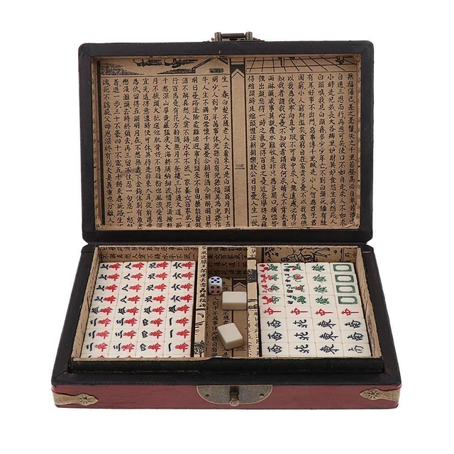 Portable Chinese Mahjong Playset, Travel Size, 8.2 X 6 X 1.8 Inches, for
