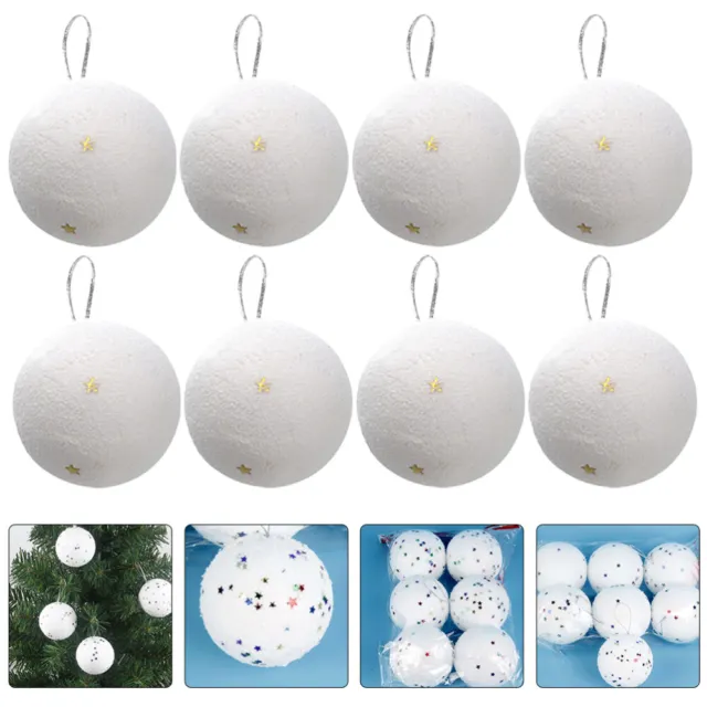 24 Pcs White Foam Snowball Pendant Shatterproof Christmas Ornament Foams