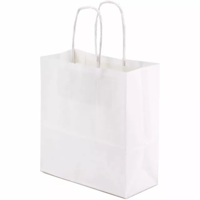 25 PZ Busta Shopper BIANCO KRAFT monolucido 26x12x35 cm 17E0