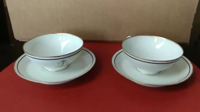 Lot de 2 anciennes Tasse et Sous tasse Porcelaine de Paris C. Groslier 19ème