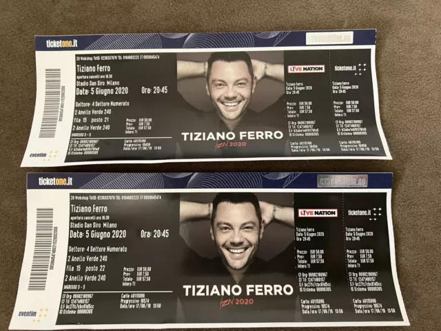 Due Biglietti Concerto Tiziano Ferro 17 Giugno 2023