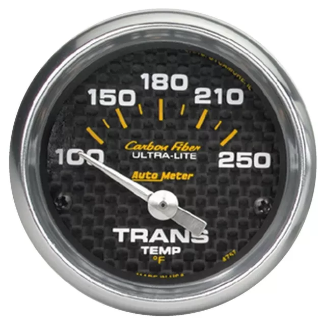 Auto Meter Carbon Fiber Electric Trans Temp Gauge 100-250 Deg F (2 1/16") 52mm