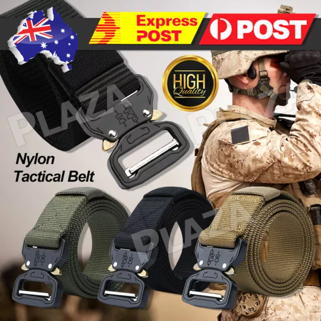 Mens Tactical Belt Nylon Outdoor Heavy Duty Army Waist Strap Military Waistband