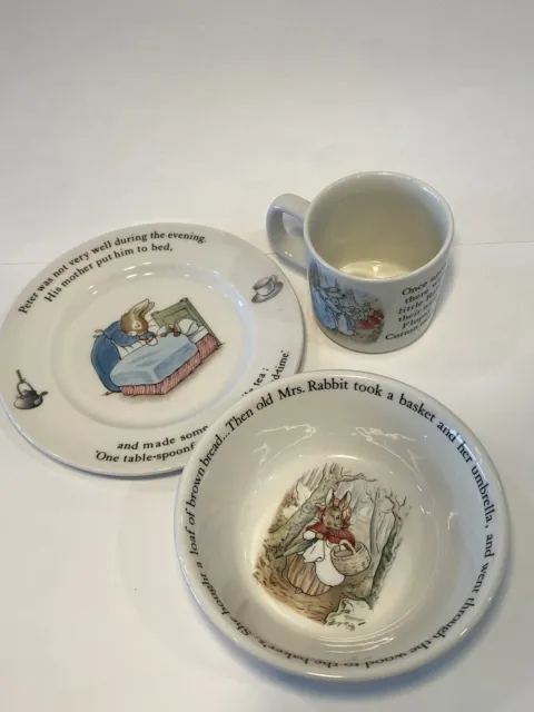 Wedgwood Peter Rabbit Childrens 3 Piece Plate Mug Etruria & Barlaston VTG