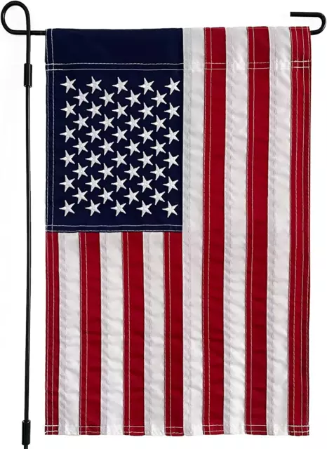 Embroidered American Flag Garden Flag - 12 x 18 Inches Outdoor Patriotic America