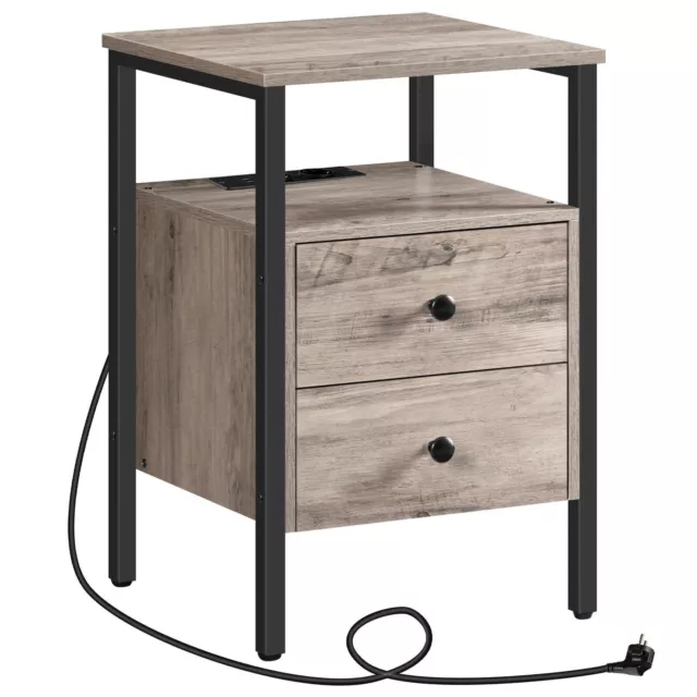 HOOBRO Tables de Chevet Table Basse avec Prise Table d’Appoint avec Tiroirs