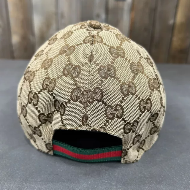 GUCCI Kids Baseball Cap Hat 481774 Interlocking GG Logo Beige Canvas M 54cm