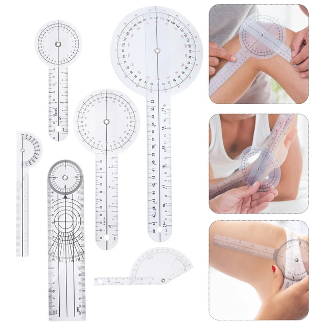 6pcs 360 Degrees Ruler Multi Angle Measuring Ruler Plastic Rotary Goniometer