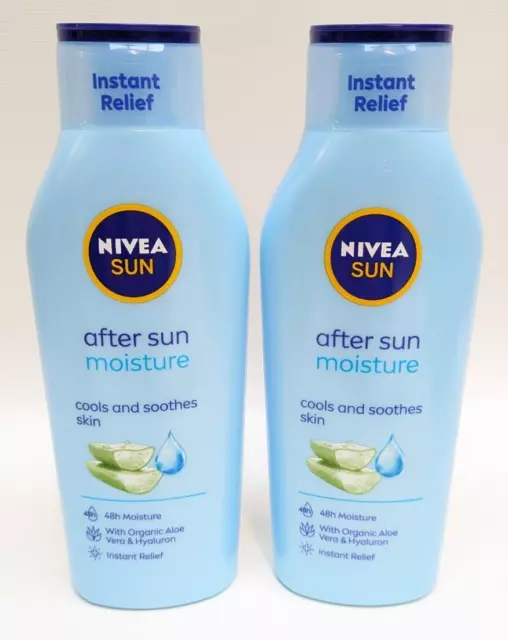 2 X NIVEA SUN Large After Sun Moisture Lotion 400ml with Aloe Vera ✅