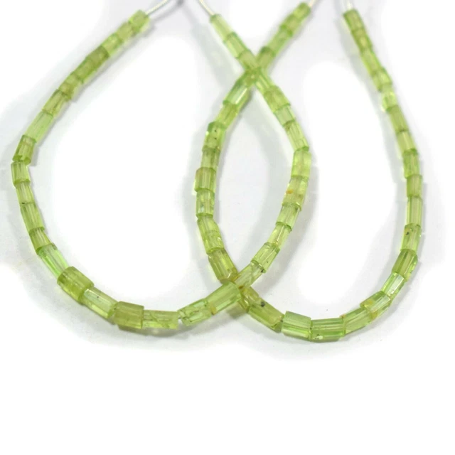 AAA + Perles de pierres précieuses en forme de tube de péridot vert 100%... 2