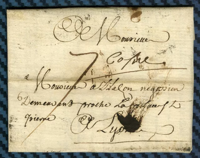 -= Letter from COSNE-sur-LOIRE (Nivernais) for LYON (Lyonnais) - 1731 =-