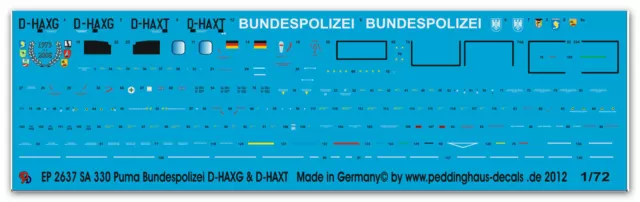 Peddinghaus 2637 1/72 SA330 Puma Bundespolizei D-HAXG-D-HAXT