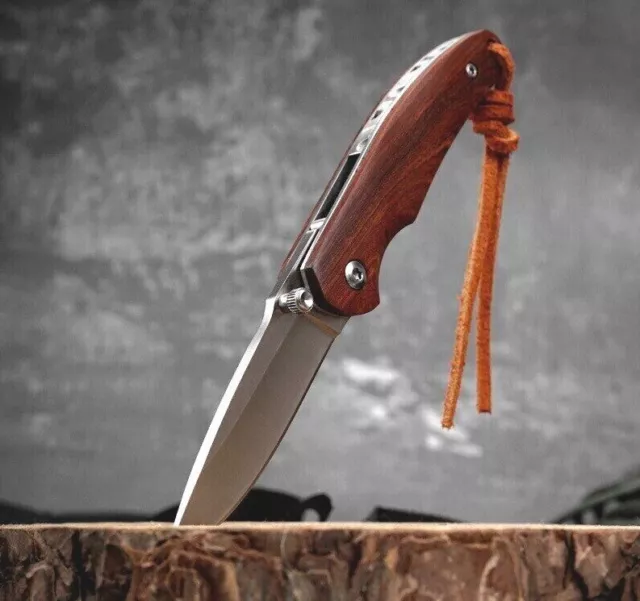 Damascus Tactical Folding Hunting Survival Knife Steel Blade Pocket Knife