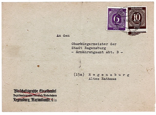 MIF auf Firmenortsbrf. Regensburg 13.3.46