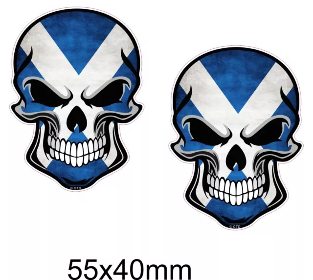 Petit Paire Mal Gothique Skull & Drapeau Écossais Vinyle Auto Autocollant