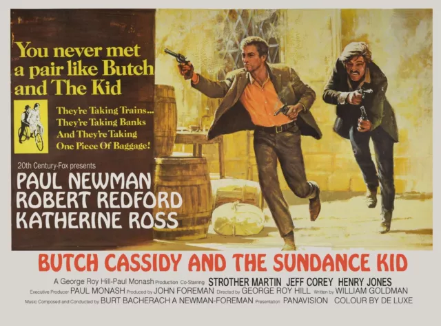 BUTCH CASSIDY AND THE SUNDANCE KID 1969 UK quad poster print 30x40" Paul Newman