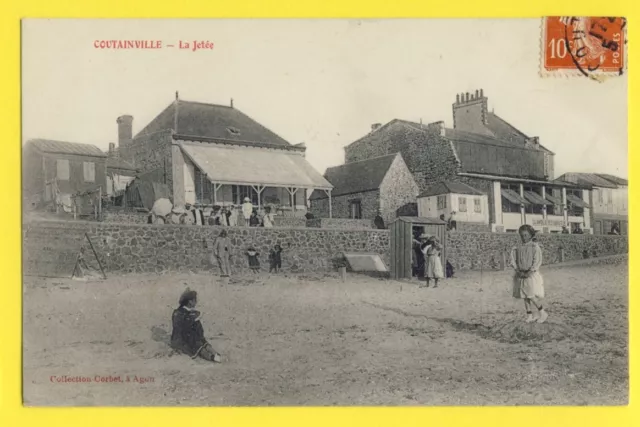 cpa FRANCE Old Postcard 50 - COUTAINVILLE (Manche) La Jetée RESTAURANT LAVOLO