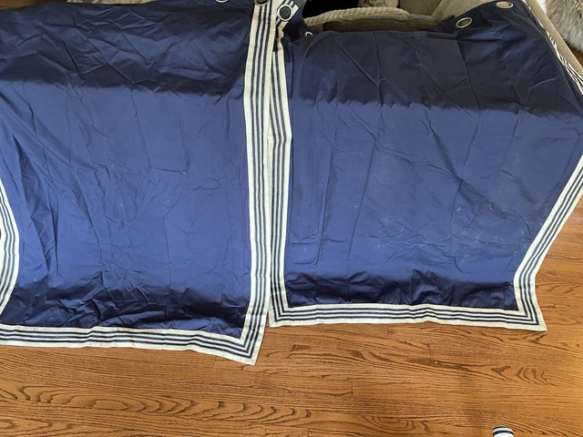 Pottery Barn Kids Stripe Curtain 2 Panels Cotton Blue & White 44X63"