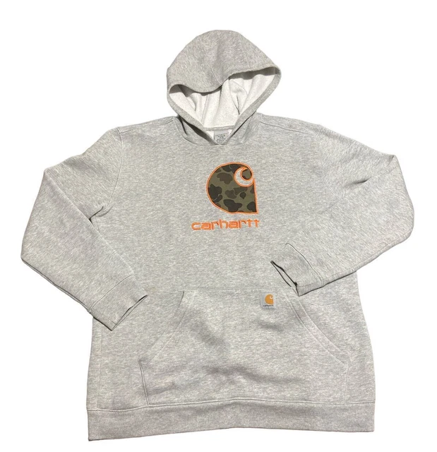 Carhartt Camo Logo Gray Embroidered Sweatshirt Hoodie