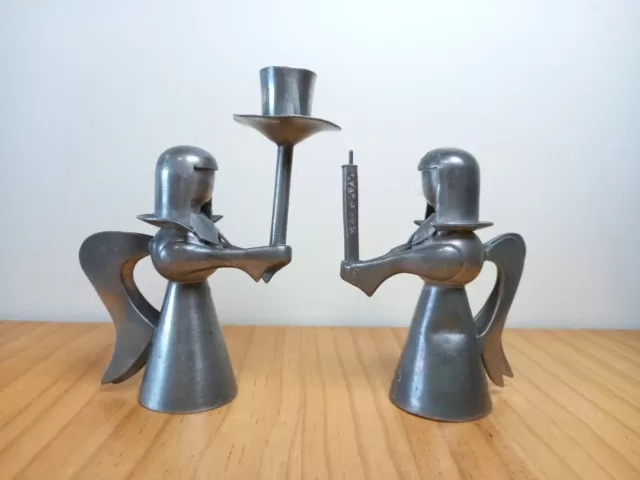 Pair Of Vintage Angel Candle Holders - Small Silver Candlesticks