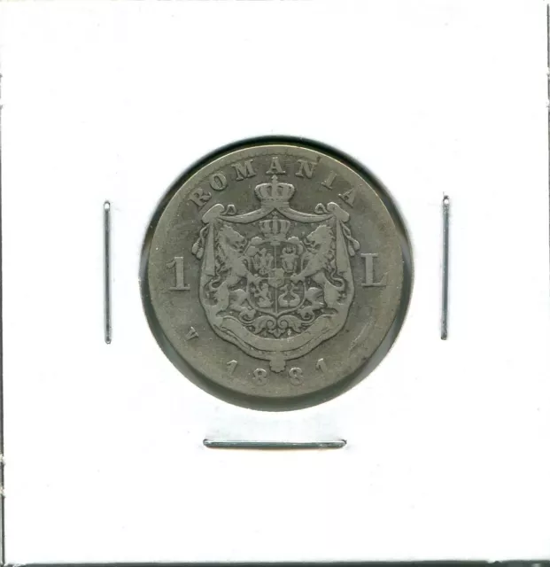 Romania C139 1881, 1 Leu KM#14, mintage 1.8M, rare silver coin