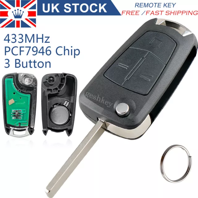 for 2002-2008 Vauxhall Opel Vectra C Signum 3B Flip Remote Key Fob PCF7946 Chip