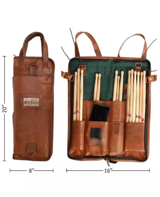 DRUM STICK BAG Drumstick Case Genuine Leather Sticks Holder with