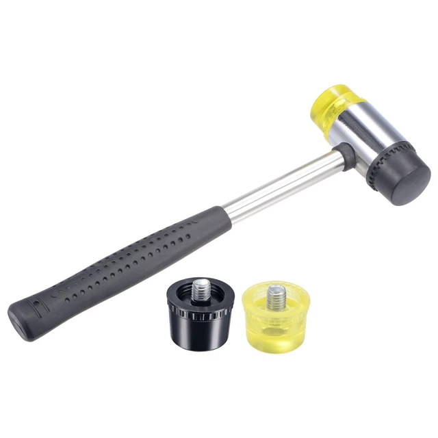 35mm Double-Faced Rubber Hammer with Soft/Hard Replacement Mallet Non-Slip Grip