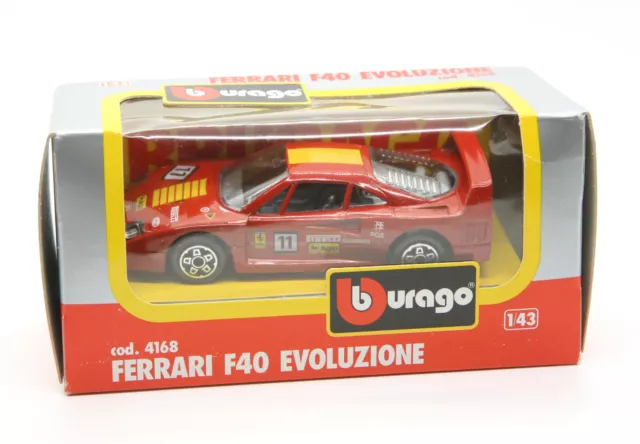 Diecast Model Car - Bburago No. 4168 - Ferrari F40 Evoluzione - 1:43 Scale - Red